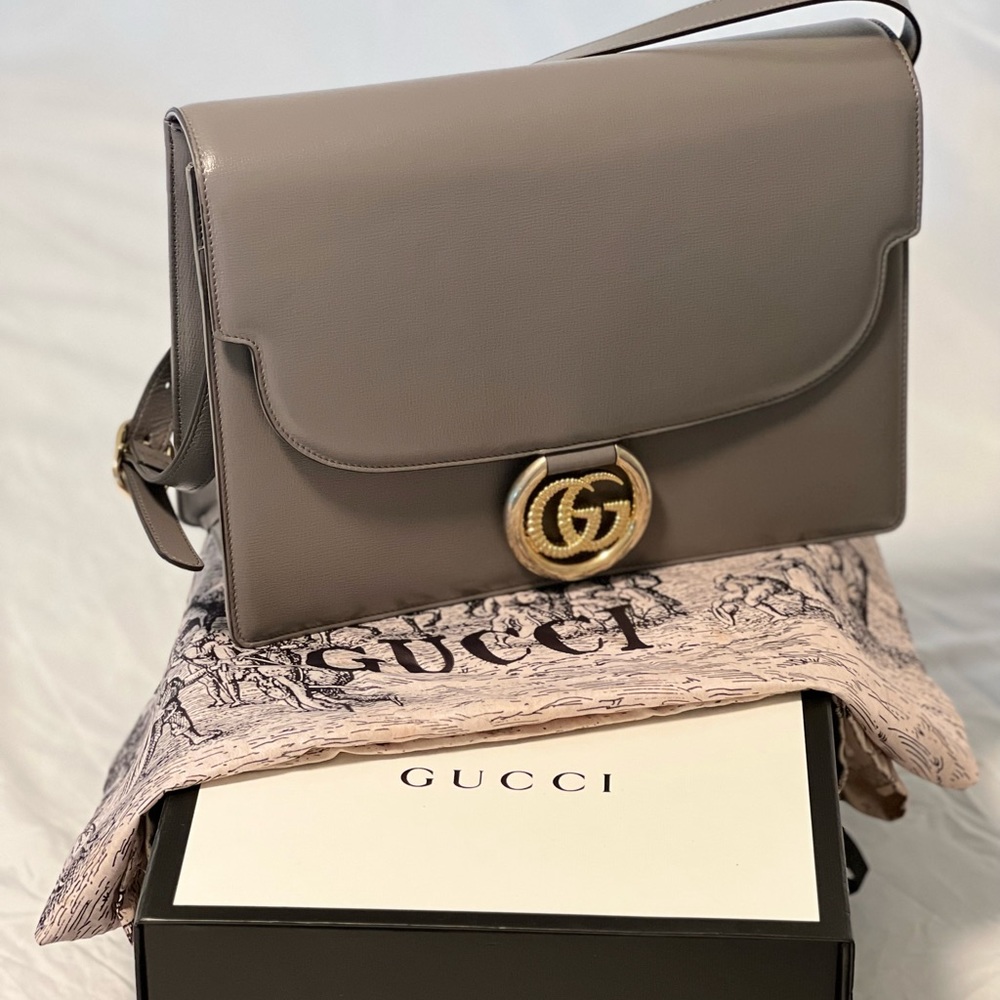 Gucci Grey Leather Shoulder Bag